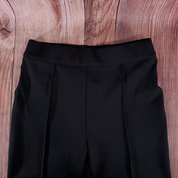 Spanx Womens Medium Petite The Perfect Pant Black Knit Ponte Hi Rise Flare - Picture 3 of 9